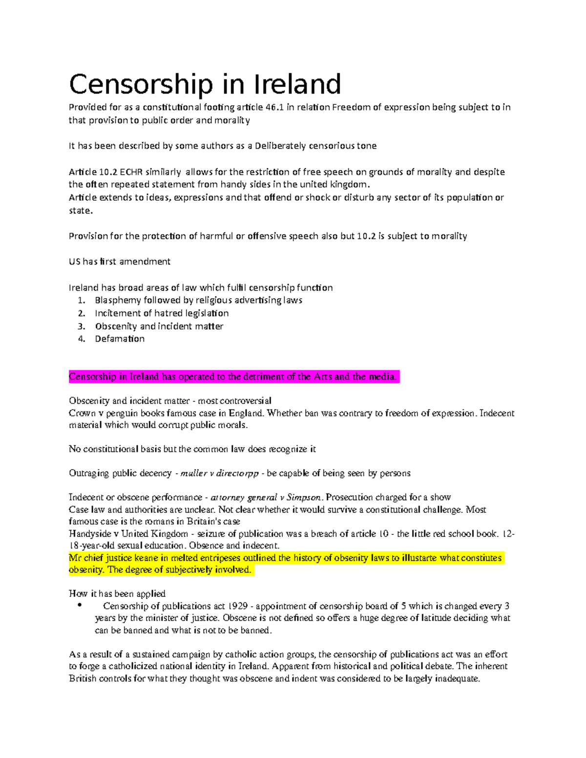 Censorship in Ireland Censorship in Ireland Provided for as a