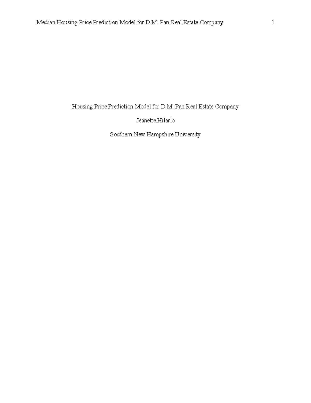 MAT 240 Module Three Assignment - Median Housing Price Prediction Model ...