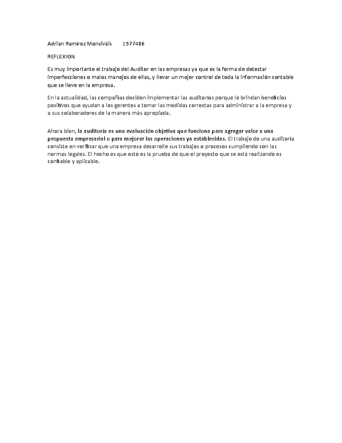 Reflexion Control Interno - Adrian Ramírez Monsiváis 1977486 REFLEXION ...