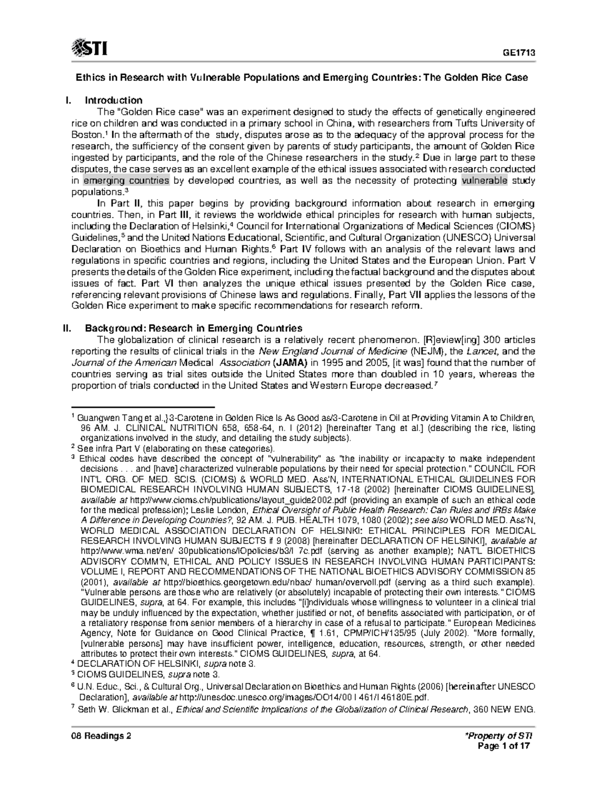 08-Readings-2 The Golden Rice Case - 08 Readings 2 *Property of STI ...