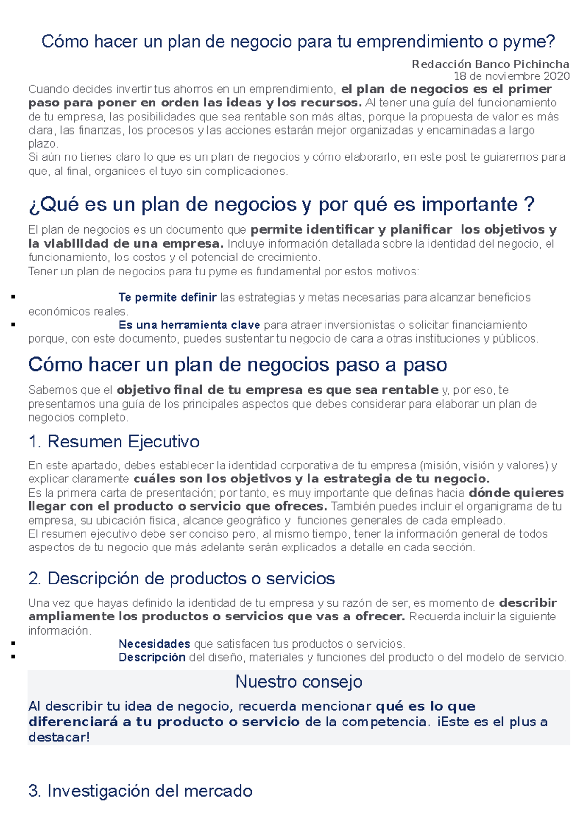 Cómo hacer un plan de negocio para tu emprendimiento o pymes - Cómo ...