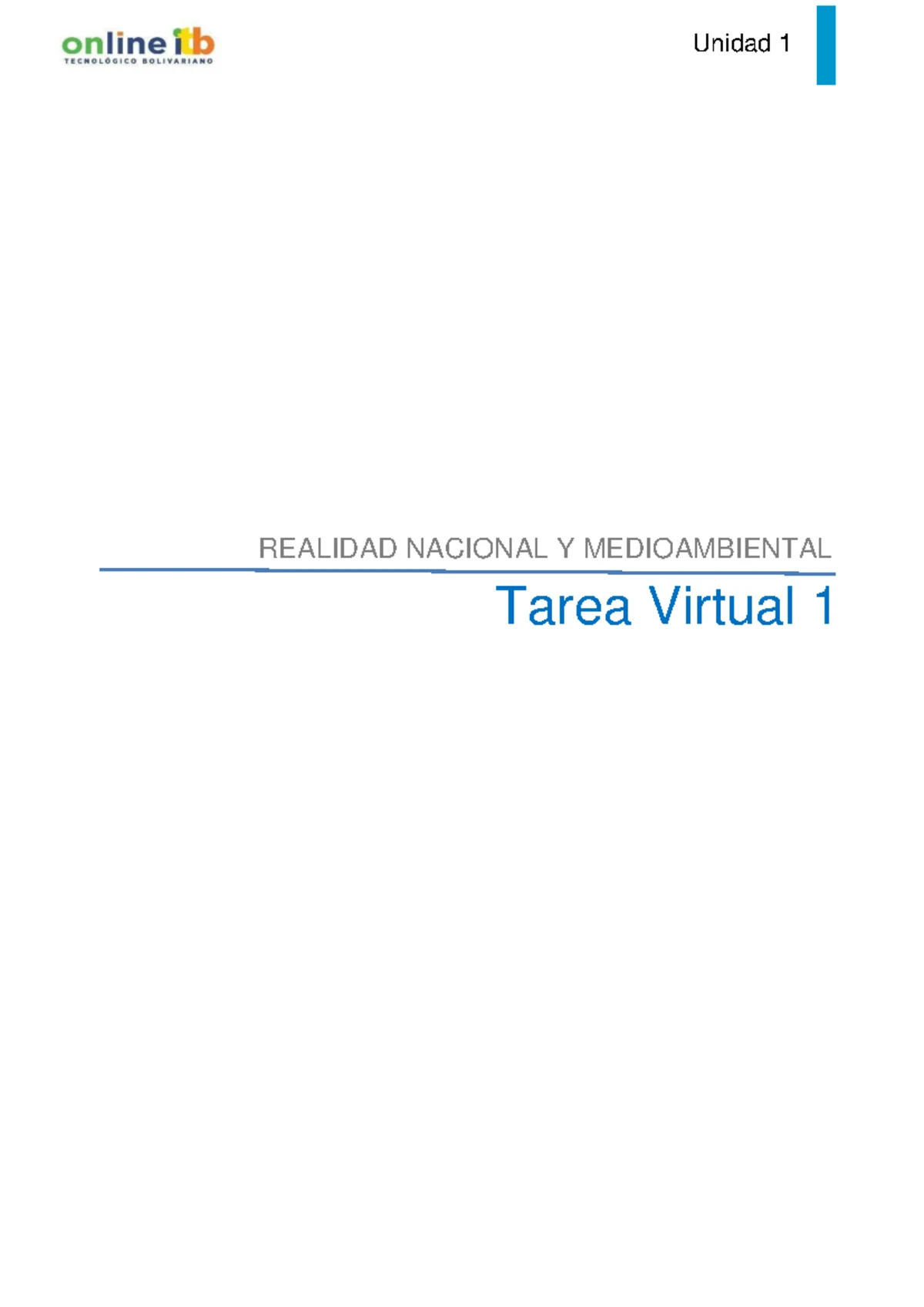 Tarea Virtual Nº-1 Realidad Nacional - Unidad 1 Tarea Virtual Nº ...