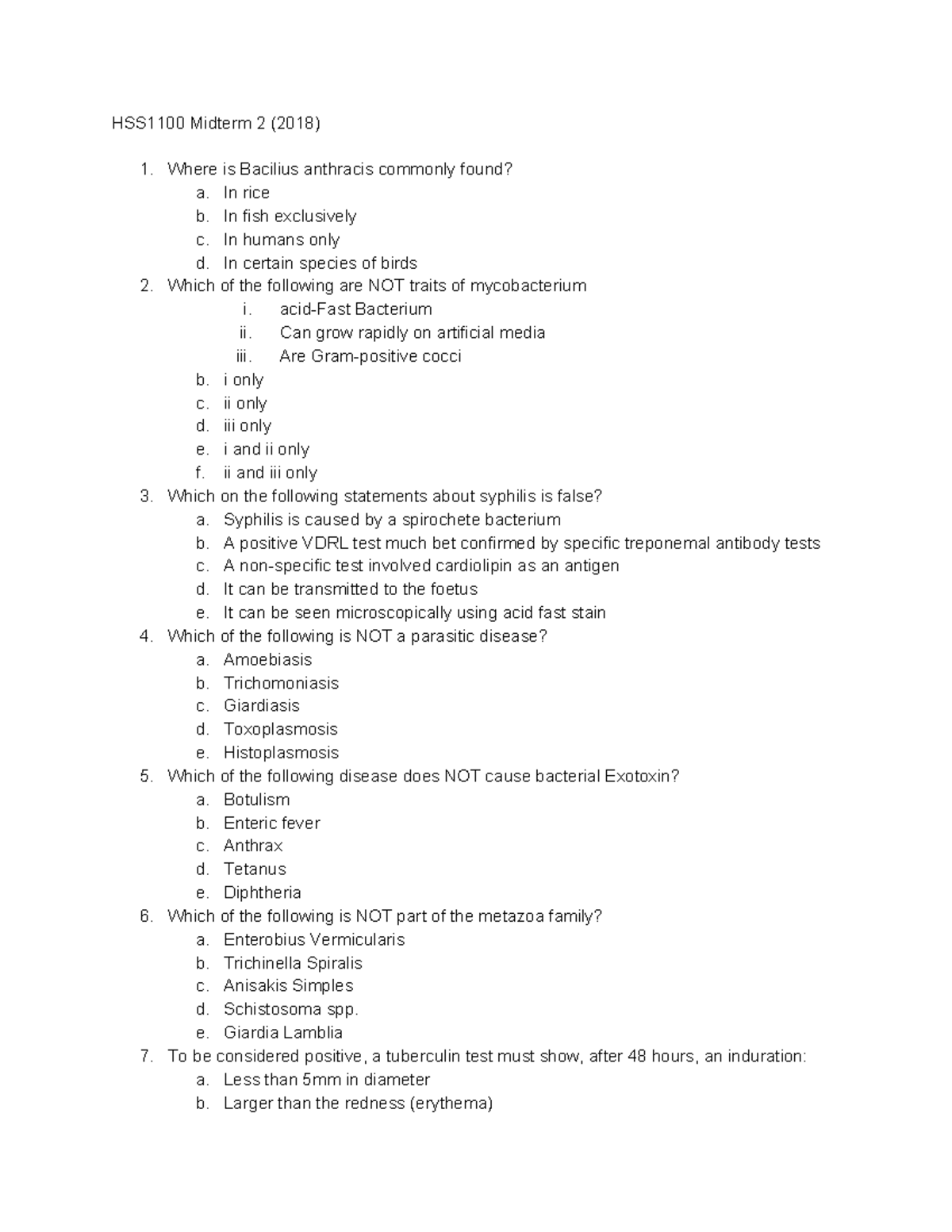 Midterm 12 March 2019, Questions And Answers - HSS1100 Midterm 2 (2018 ...