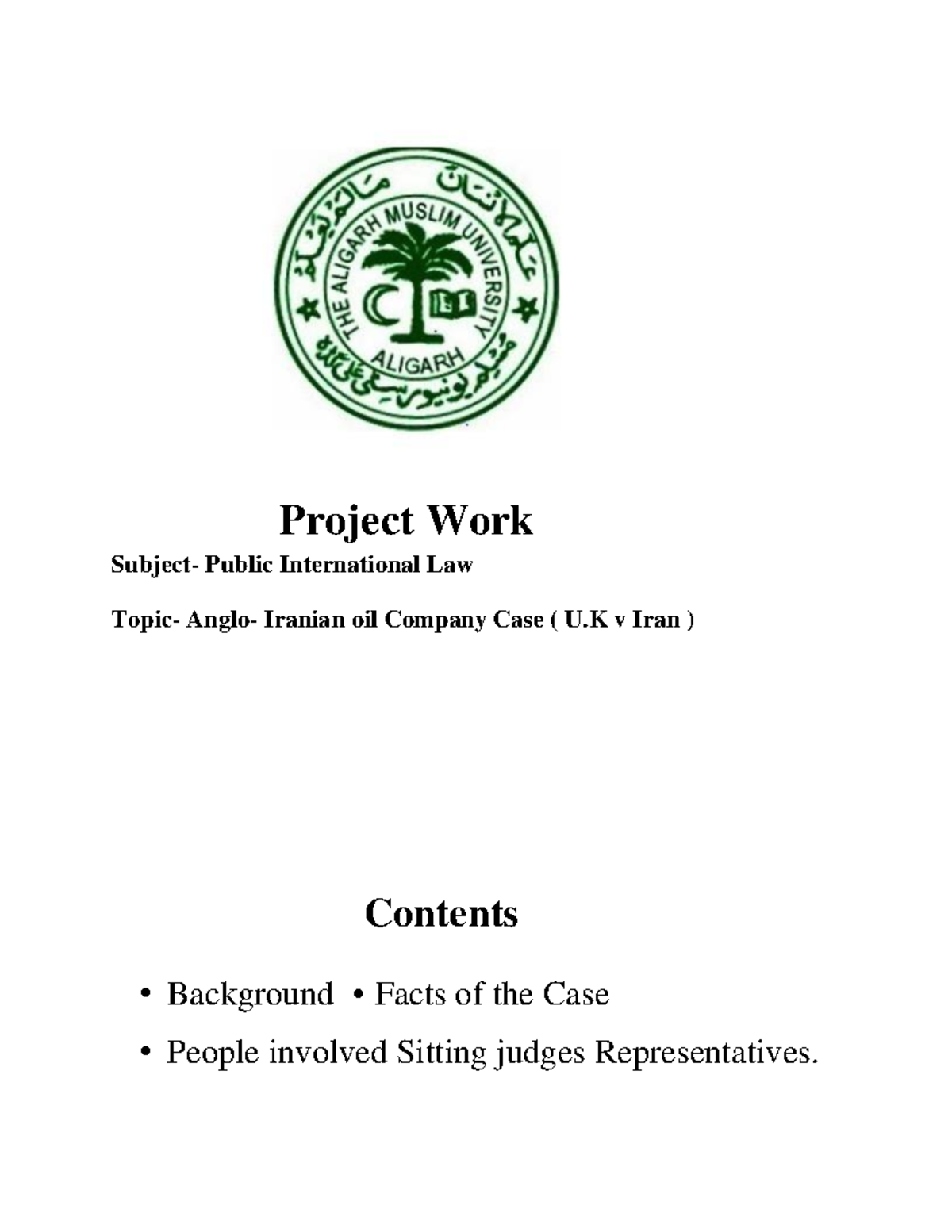 Anglo- Iranian Oil Company Case ( U.K V Iran ) In International Law ...