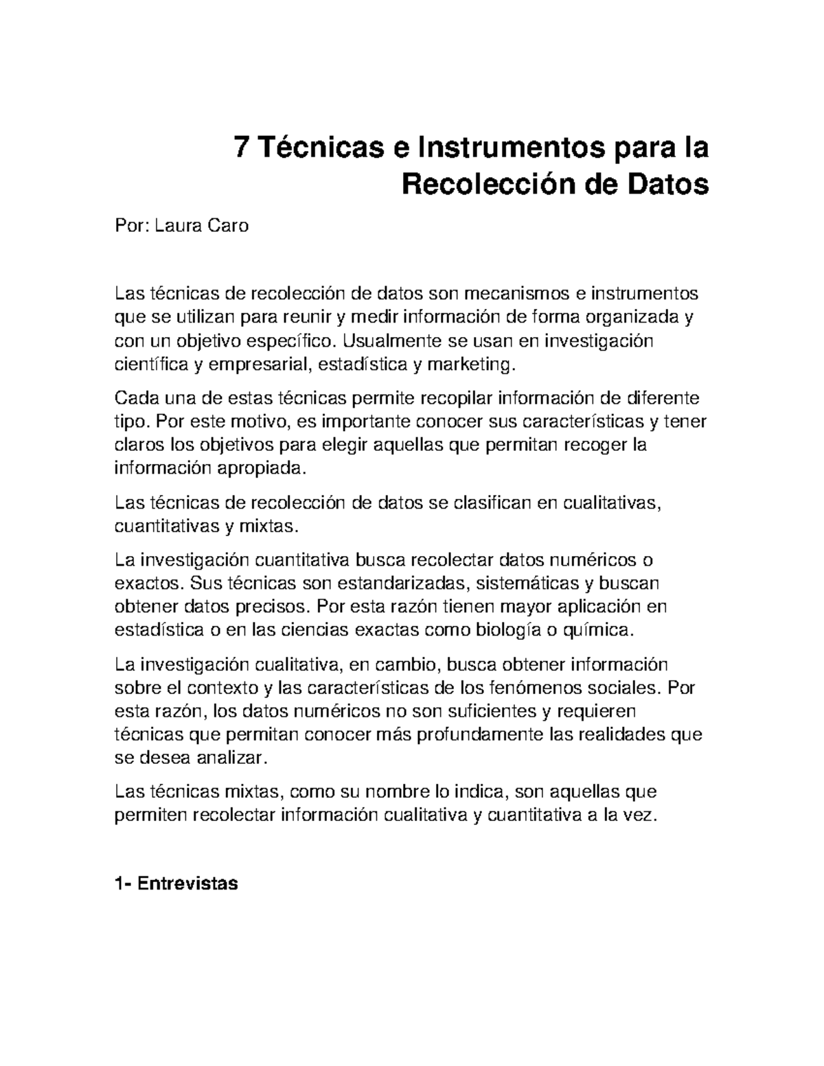 Tecnicas E Instrumentos 7 Técnicas E Instrumentos Para La Recolección De Datos Por Laura Caro 1847