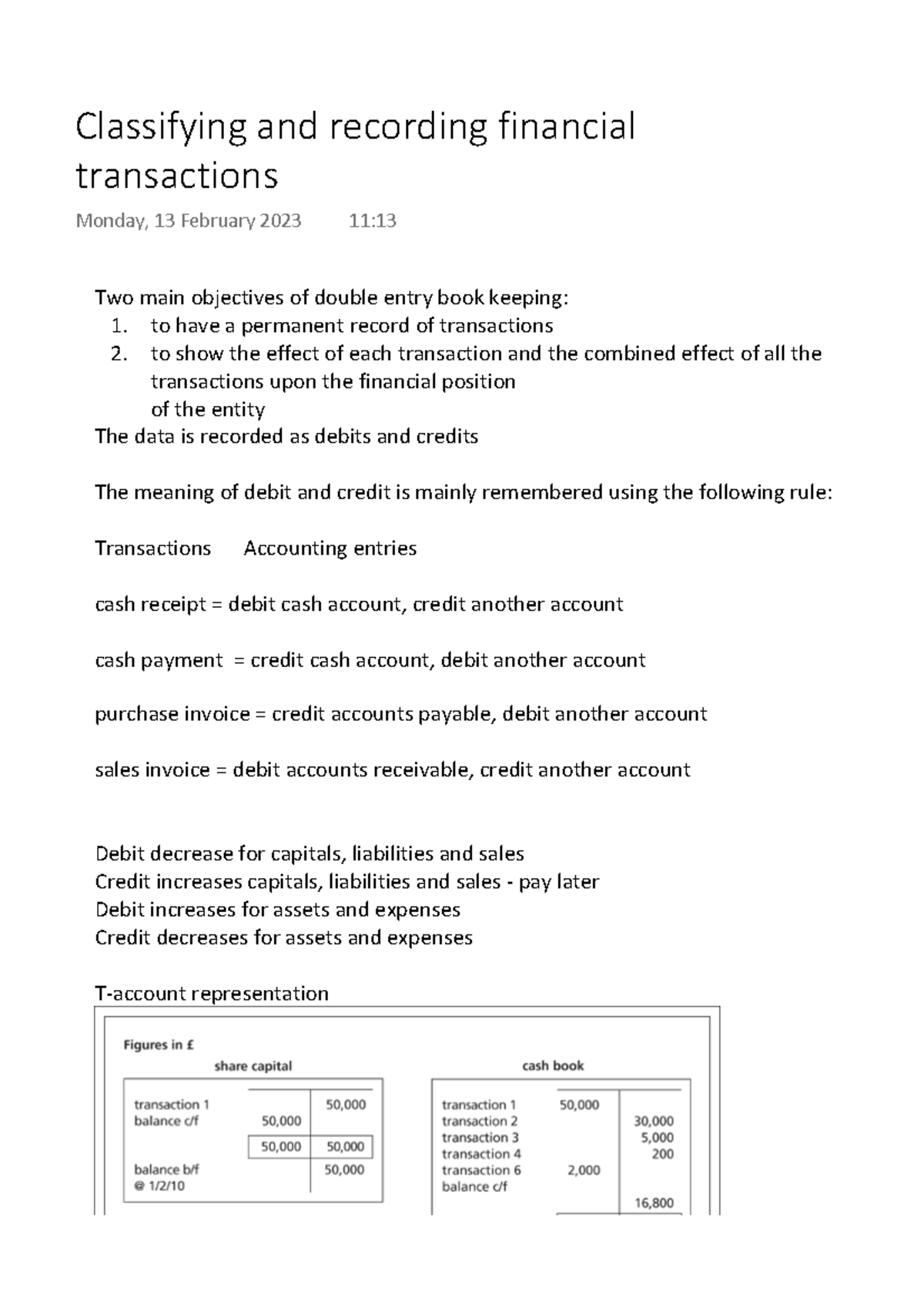 Classifying and recording financial transactions - Two main objectives ...