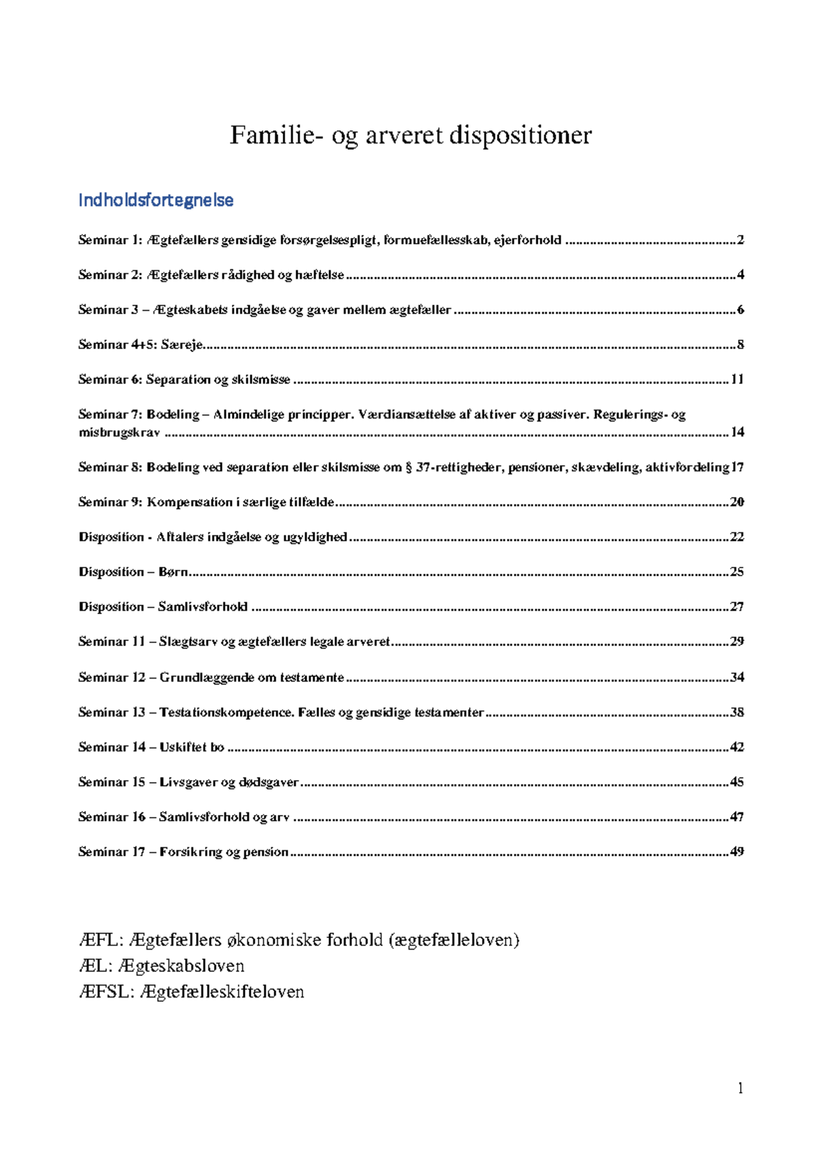 Familie- Og Arveret Eksamensdispositioner - Familie- Og Arveret ...