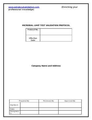Microbial limit test validation protocol compress