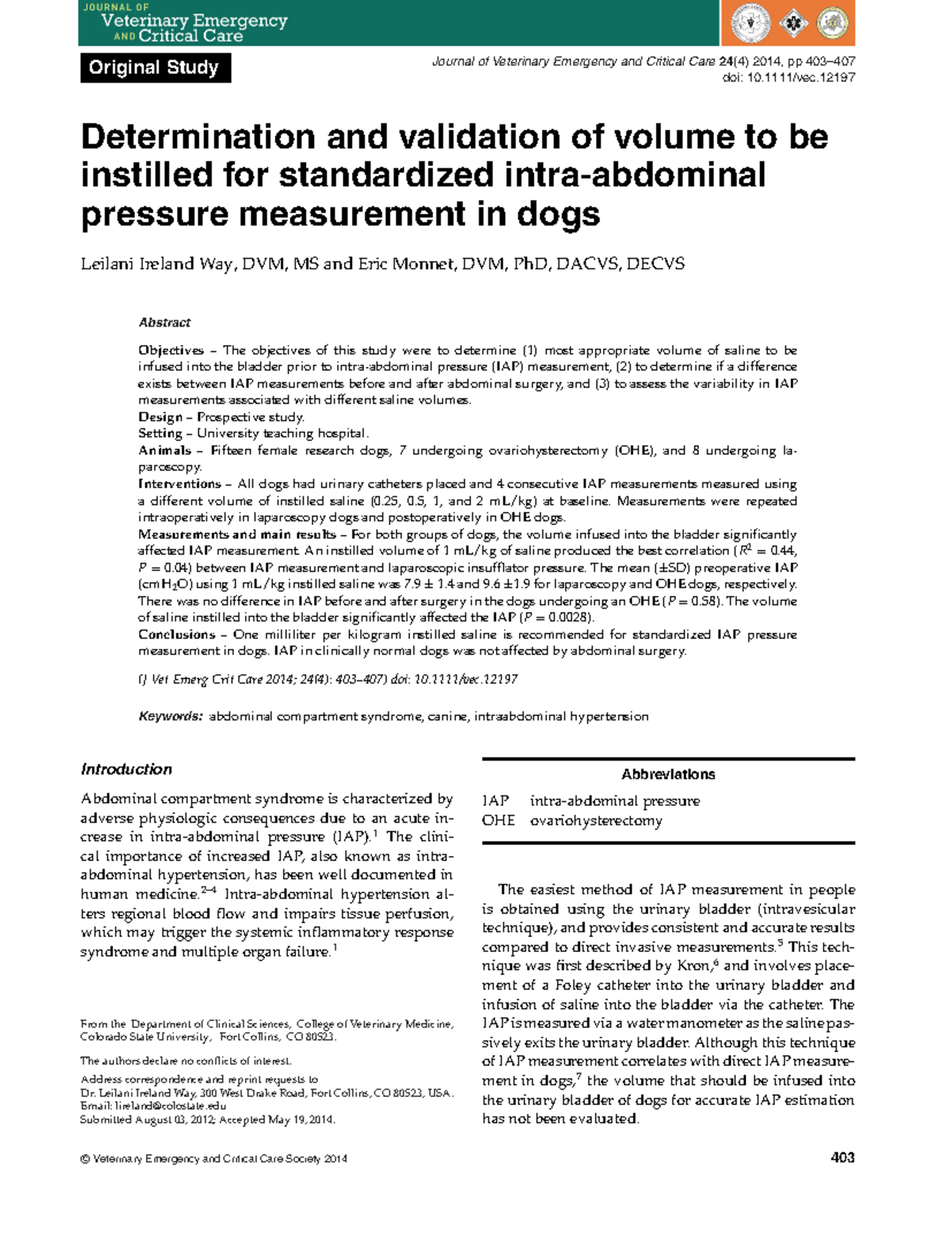 2.Determination and validation of volume 2014 - Original Study Journal ...