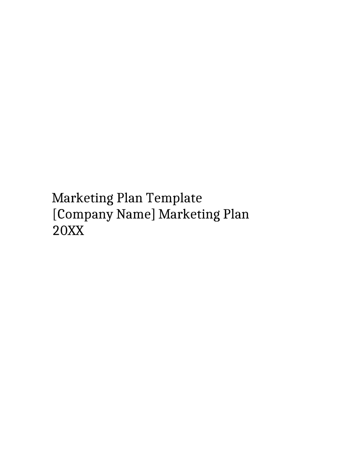 Marketing Plan Template - Marketing Plan Template [Company Name ...