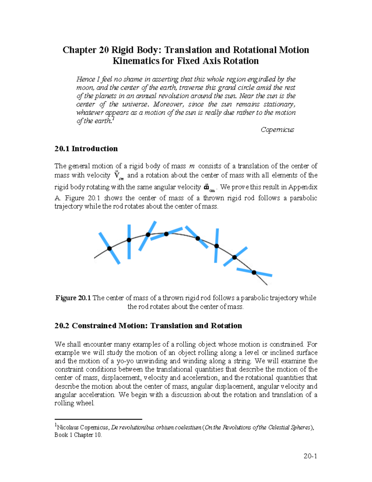 Rigid Body Translation and Rotational Motion Chapter 20 Rigid Body