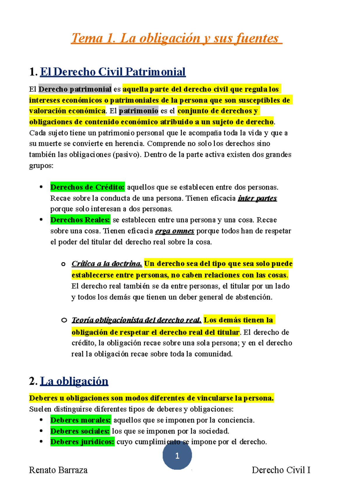 Tema 1 La obligación y sus fuentes - 1 Tema 1. La obligación y sus ...