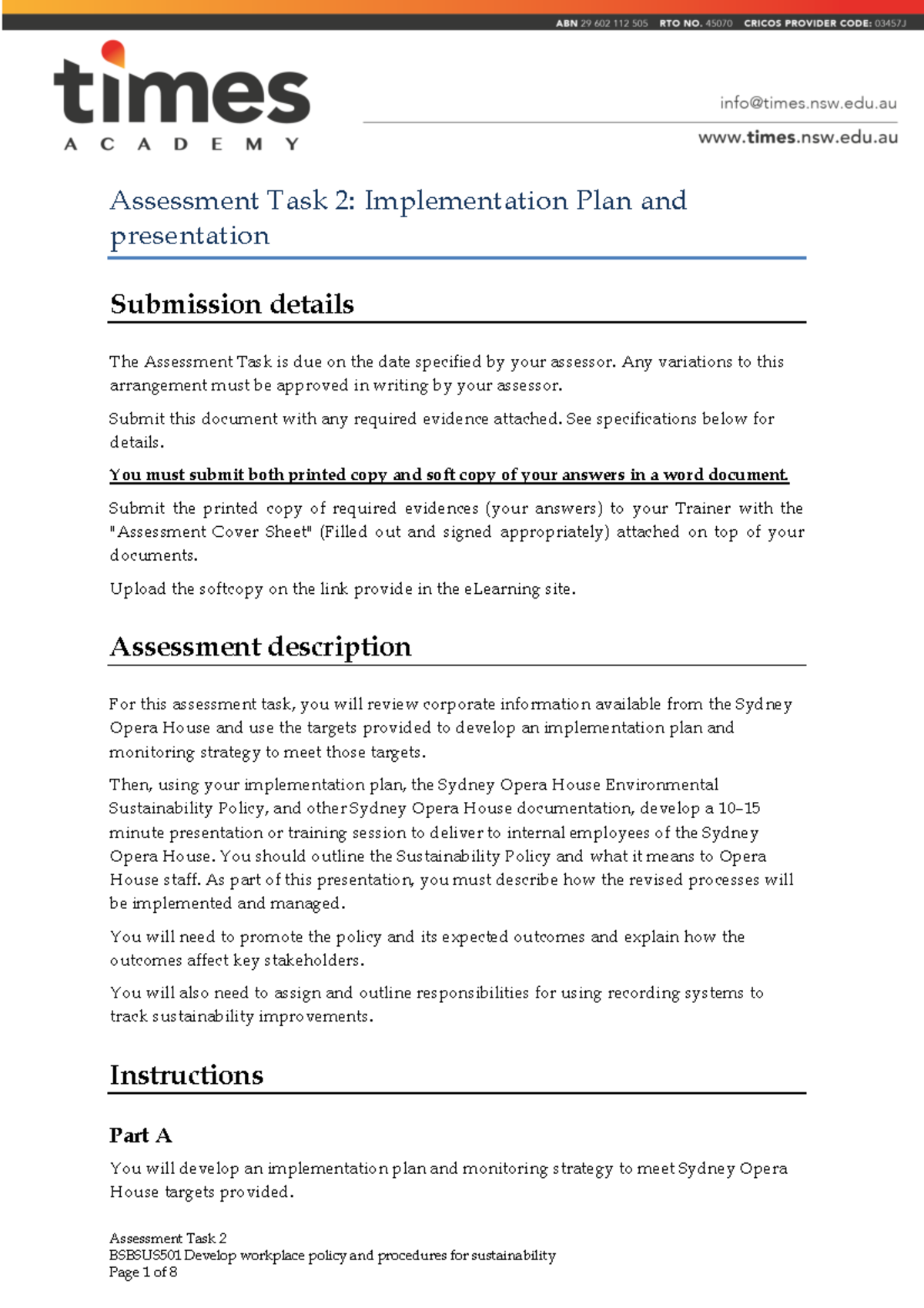 Bsbsus 501 Task 2 - Diploma of leadership and management - BSBMGT605 ...