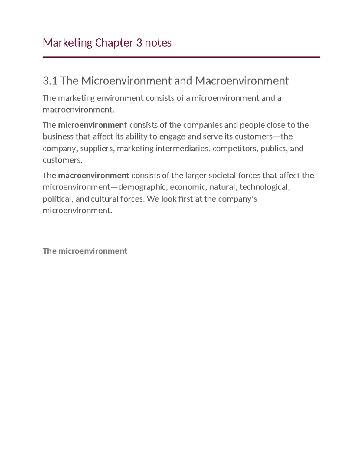 Marketing Chapter 3 notes - Marketing Chapter 3 notes 3 The ...