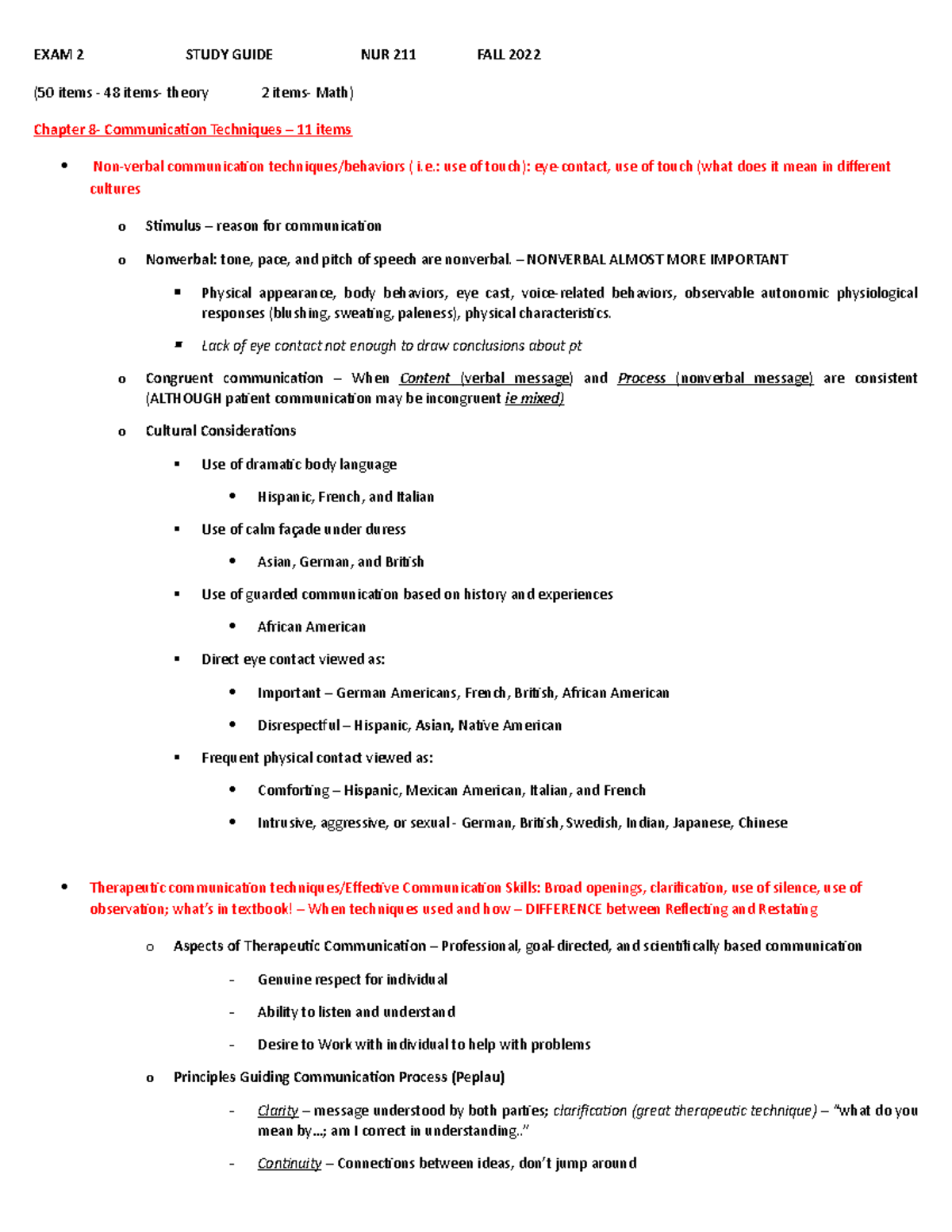 EXAM 2 Study Guide NUR 211 Fall 2022 - EXAM 2 STUDY GUIDE NUR 211 FALL ...