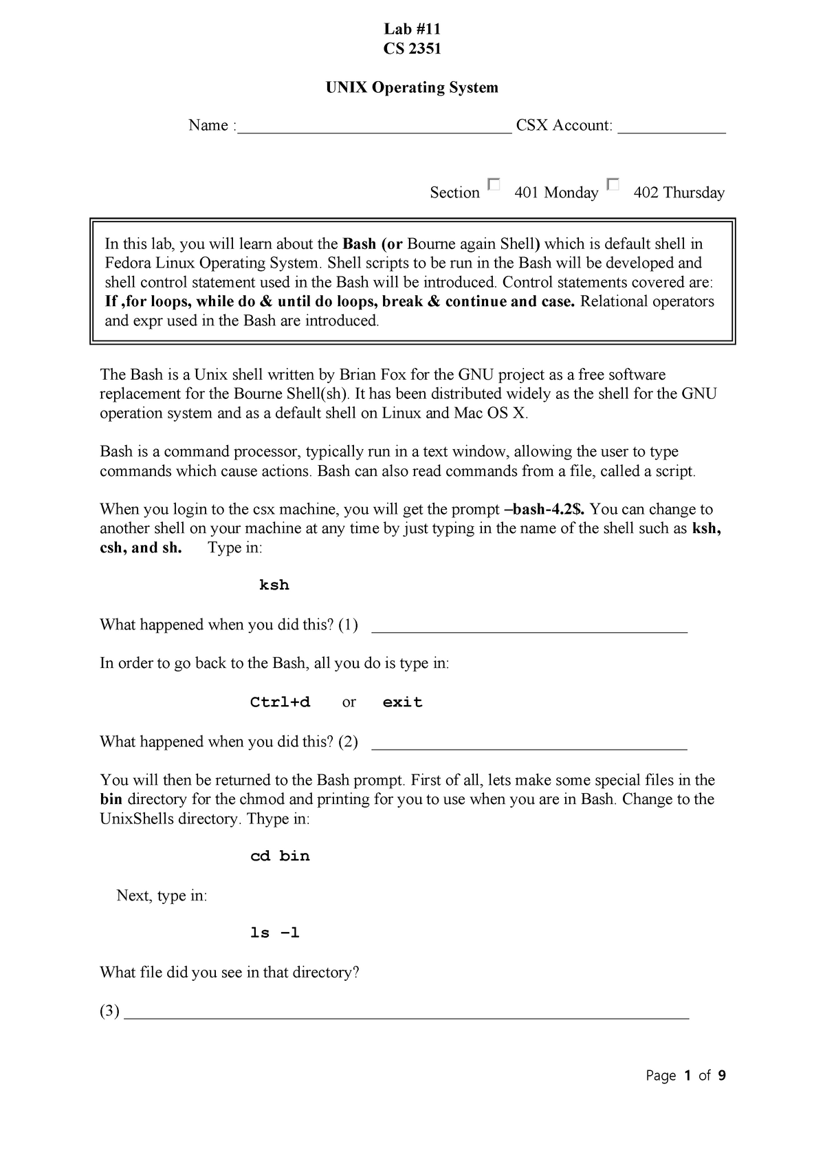 unix-cs2351-lab-11-required-unix-coding-lab-document-lab-cs-2351