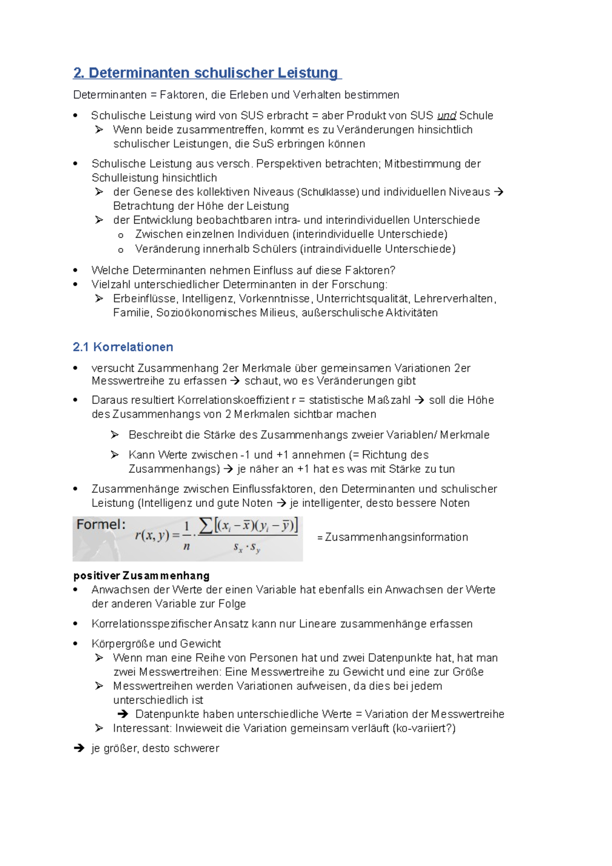 2. Determinanten schulischer Leistung - 2. Determinanten schulischer ...