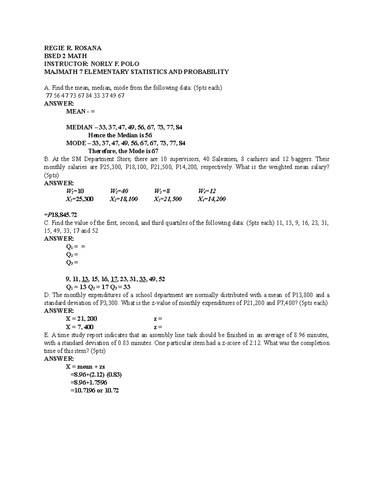 Regie R1 - reviewer - REGIE R. ROSANA BSED 2 MATH INSTRUCTOR: NORLY F ...