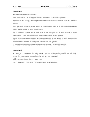 Combined Tutorial - Questions On Chapter 0ne - **cth260s Combined 