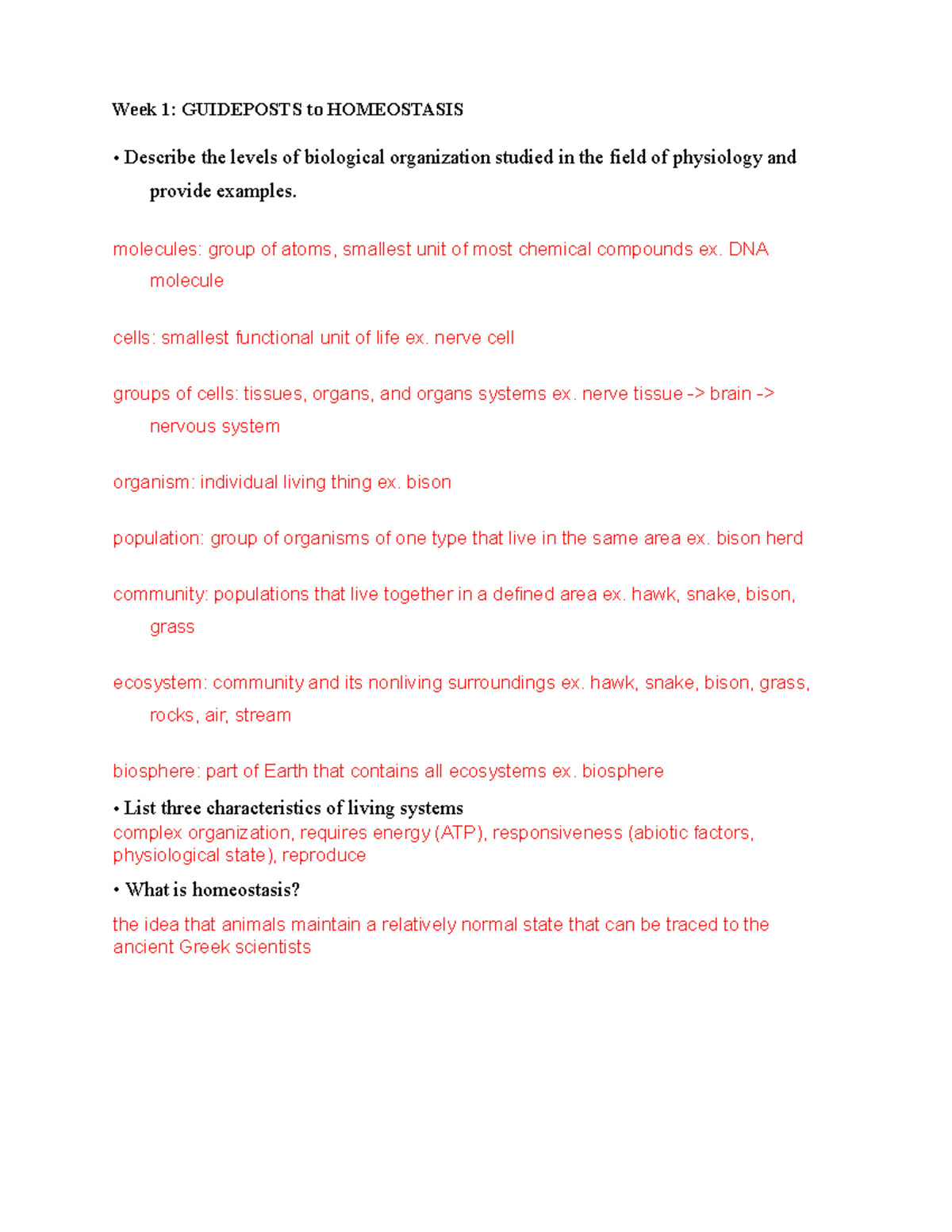 Guidepost Homeostasis Week 1 - Week 1: GUIDEPOSTS to HOMEOSTASIS ...