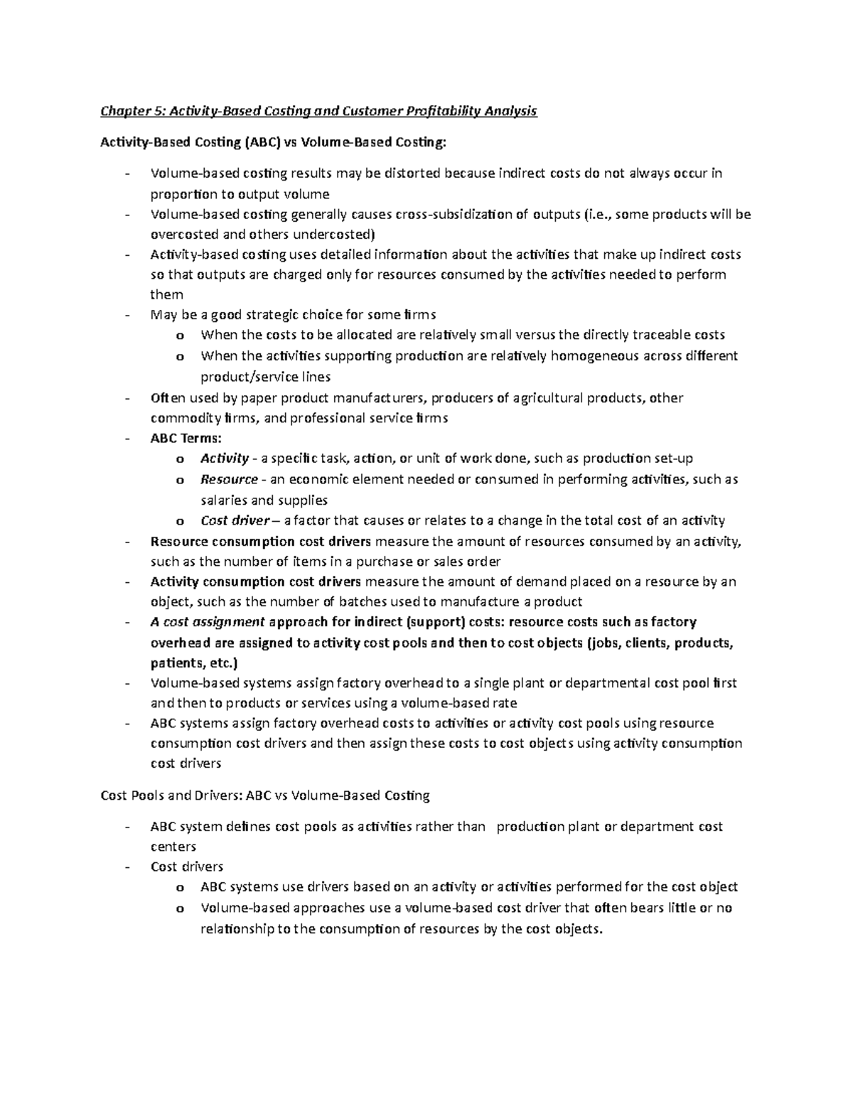 Chapter 5 - Lecture notes 5 - Chapter 5: Activity-Based Costing and ...