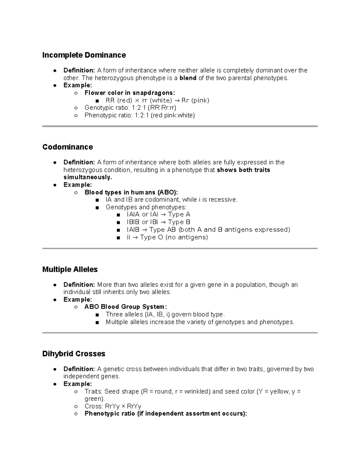 Genetics information - bio - Incomplete Dominance Definition: A form of ...