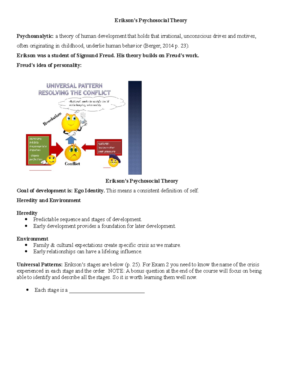 Psychosocial Theory Handout - Erikson’s Psychosocial Theory ...