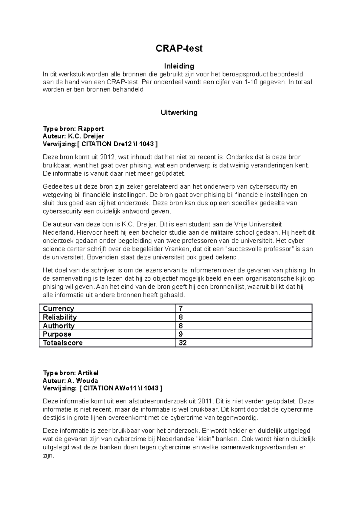 CRAPtest voorbeeldopgave kijk CRAPtest Inleiding In dit werkstuk