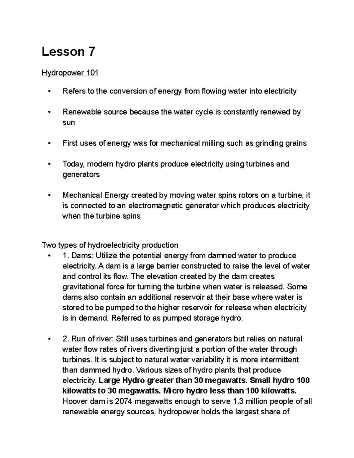 Lesson 7 PHYS 273 - Lecture Notes - Lesson 7 Hydropower 101 - Refers To ...