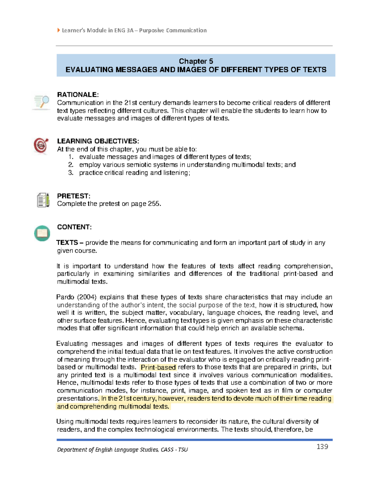 ENG 3A Chapter 5 - and comprehending multimodal texts. . In the 21st ...