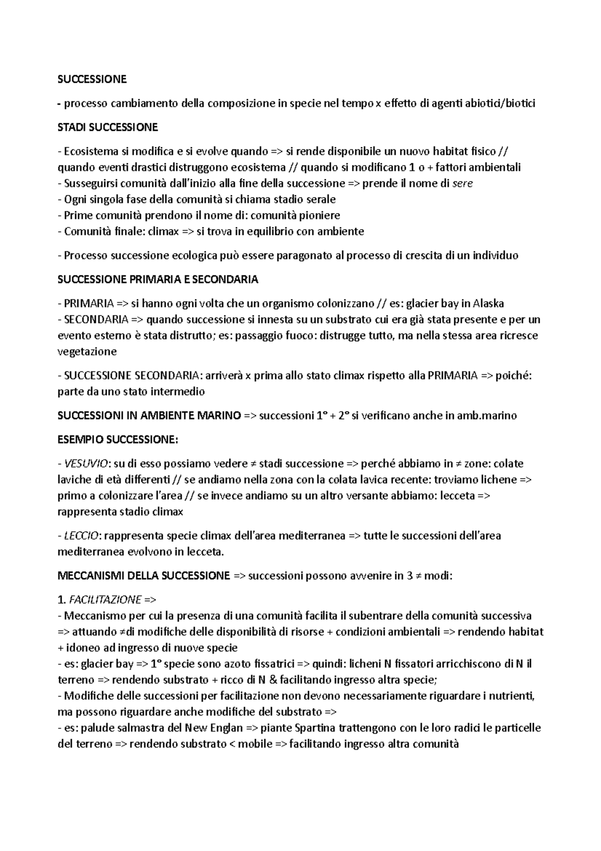 Riassunto Sulle Successioni - SUCCESSIONE Processo Cambiamento Della ...