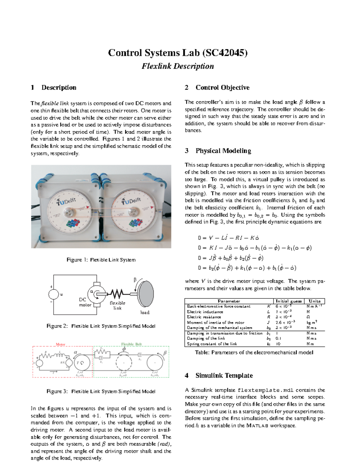 Practical Flexible Link Control Systems Lab (SC42045) Flexlink Description 1 Description