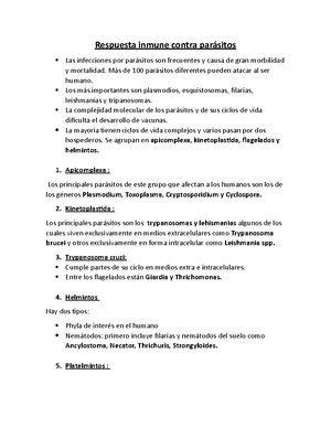 Segundo Parcial InmunologíA - SEGUNDO PARCIAL INMUNOLOGÍA Una de las ...