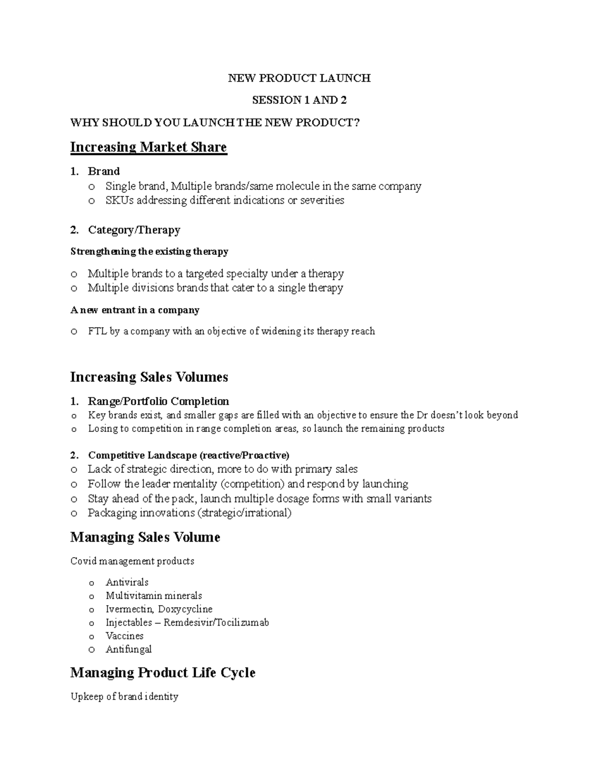 NEW Product Launch Notes - NEW PRODUCT LAUNCH SESSION 1 AND 2 WHY ...