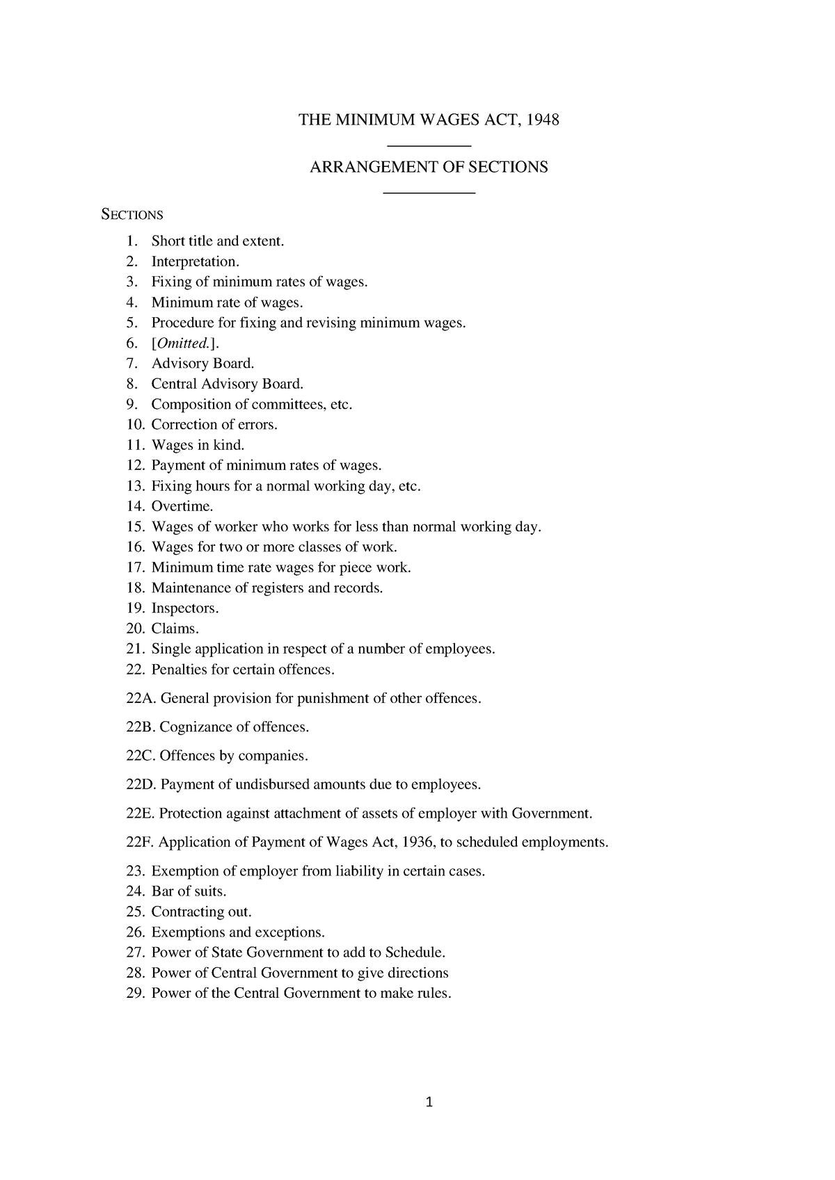 Minimum Wages Act (1948) - THE MINIMUM WAGES ACT, 1948 ...