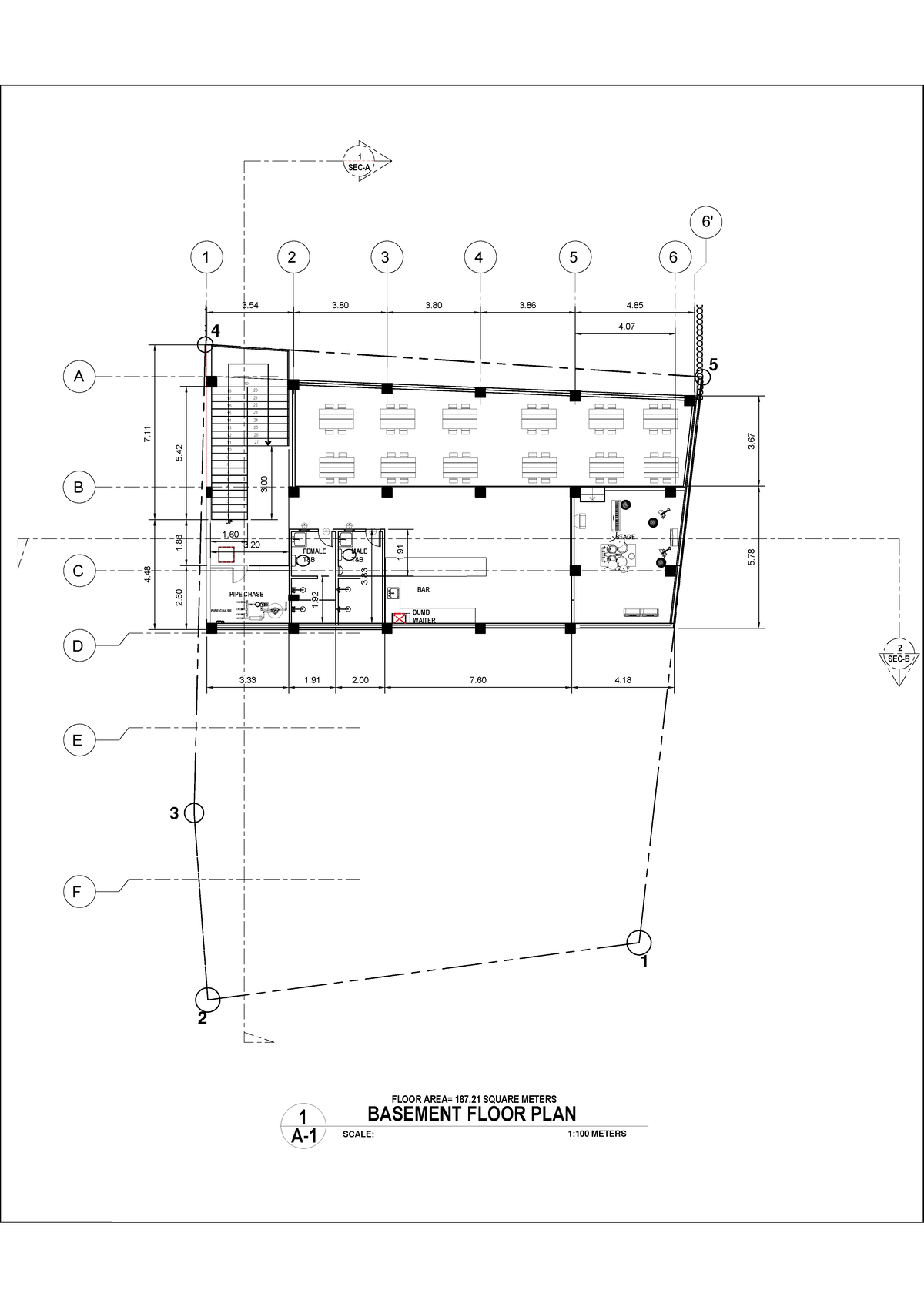 Basement Floorplan - PIPE CHASE 3 3 4. 4. 1 2 3 4 5 6 3 3. 6' FLOOR ...