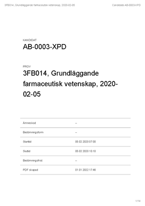 Grundläggande Farmaceutisk Vetenskap - Kurskod - Bedömningsform ...