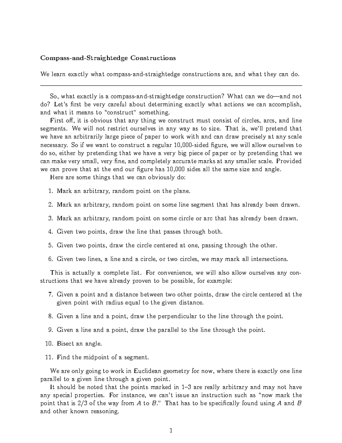 27 Compass and Straightedge CompassandStraightedge Constructions We