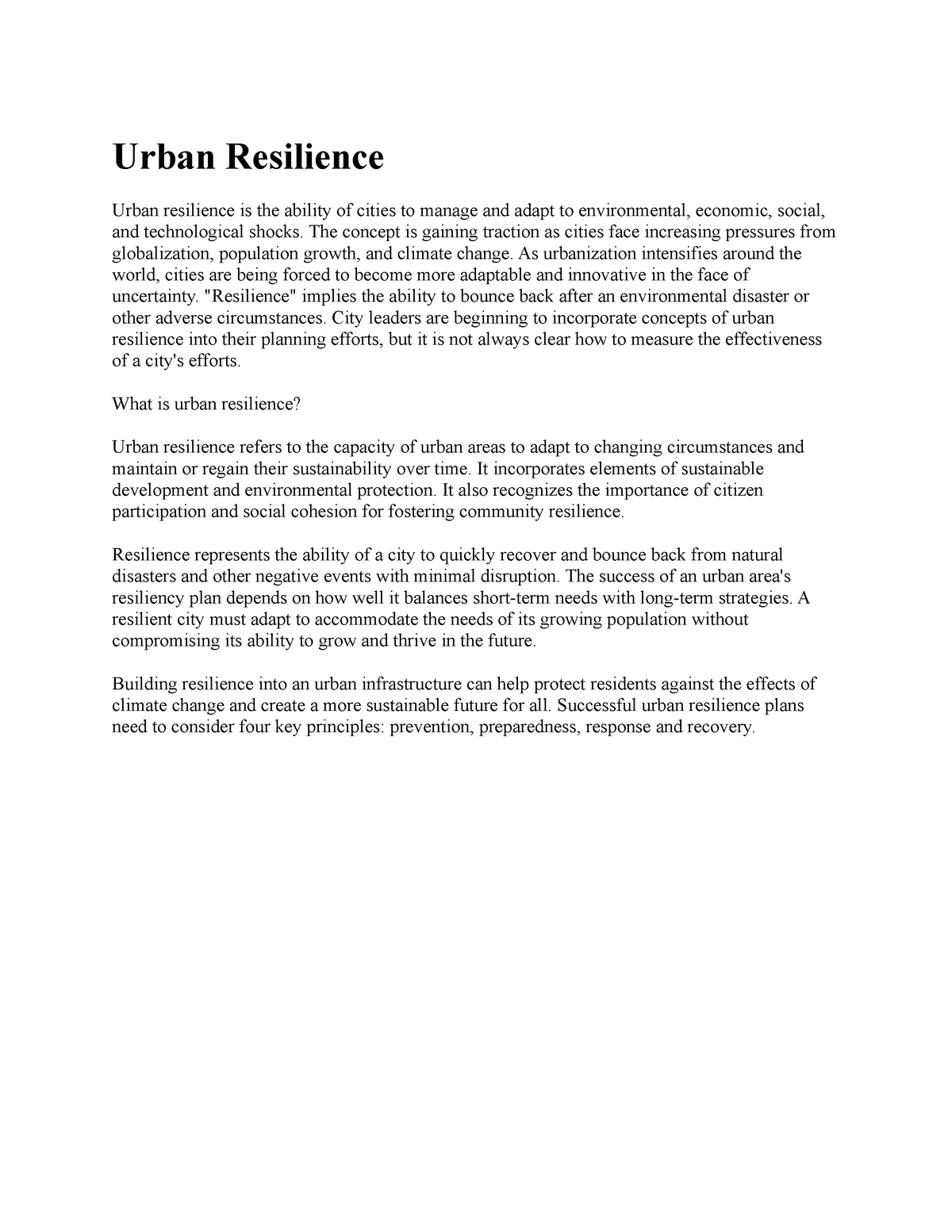 dissertation on urban resilience