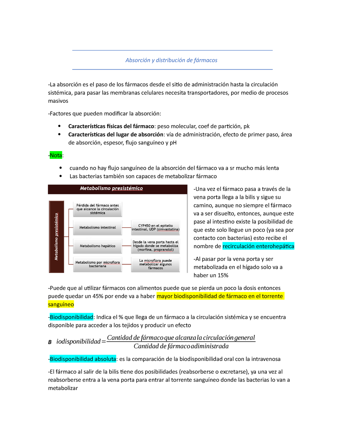 Absorción Y Distribución De Fármacos - Absorción Y Distribución De ...