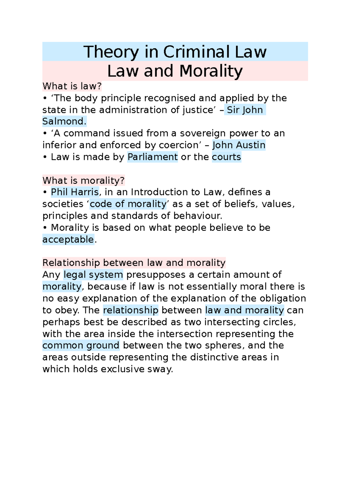 Theory in criminal law 2 Theory in Criminal Law Law and Morality What