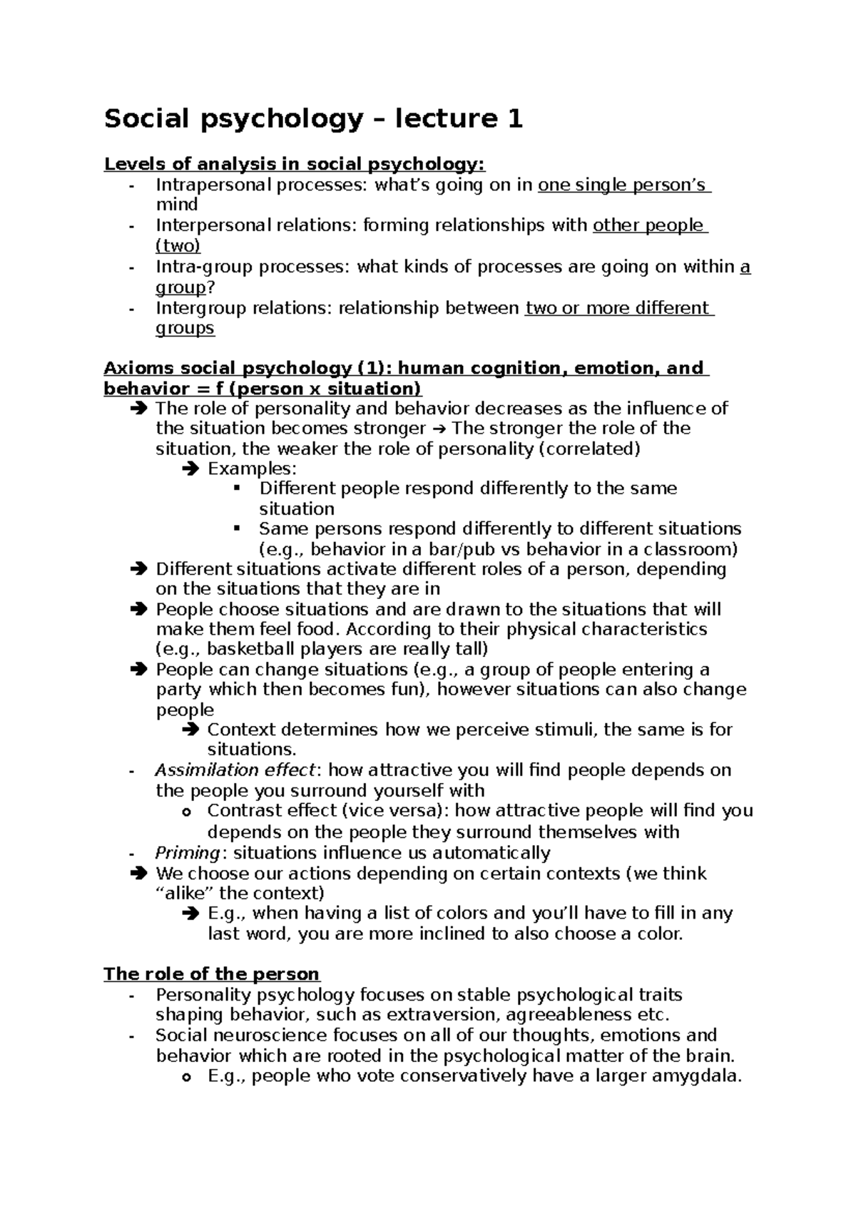 social-psychology-summary-social-psychology-lecture-1-levels-of