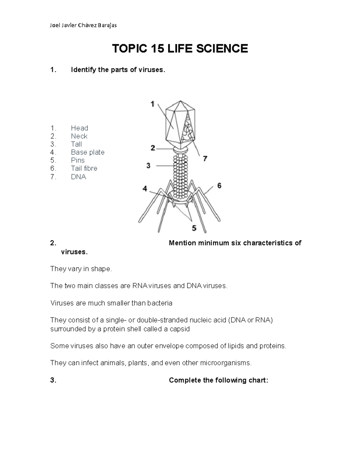 assignment of life science