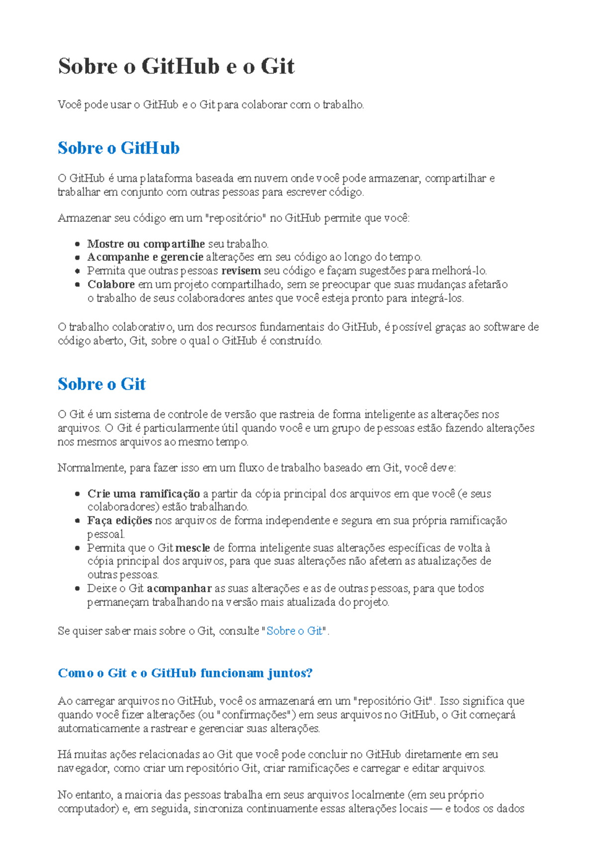1 - Sobre o Git Hub e o Git - adsfsaf - Você pode usar o GitHub e o Git ...