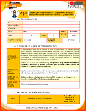 2º SES ACT 1 - DPCC 2024 - DPCC 1 SESIÓN DE DPCC –SECUNDARIA SESIÓN DE ...