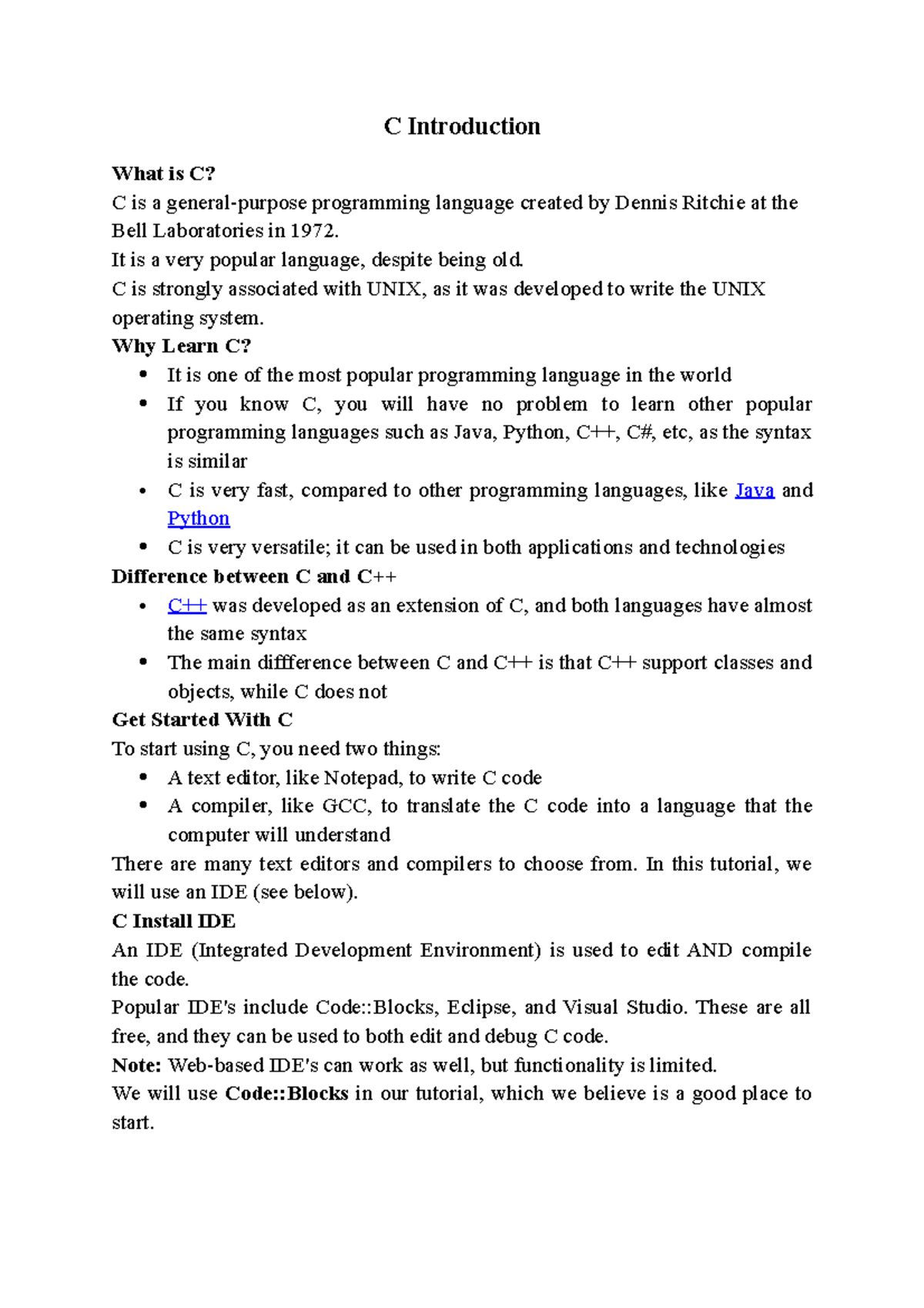 Basic C Ddd C Introduction What Is C C Is A General purpose 