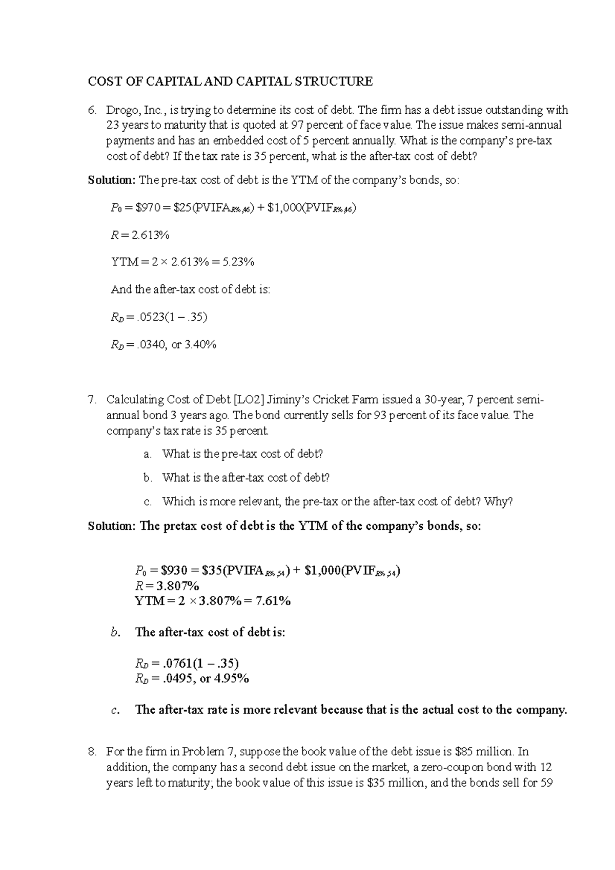 Cost of capital 2 financial management cost of capital and capital