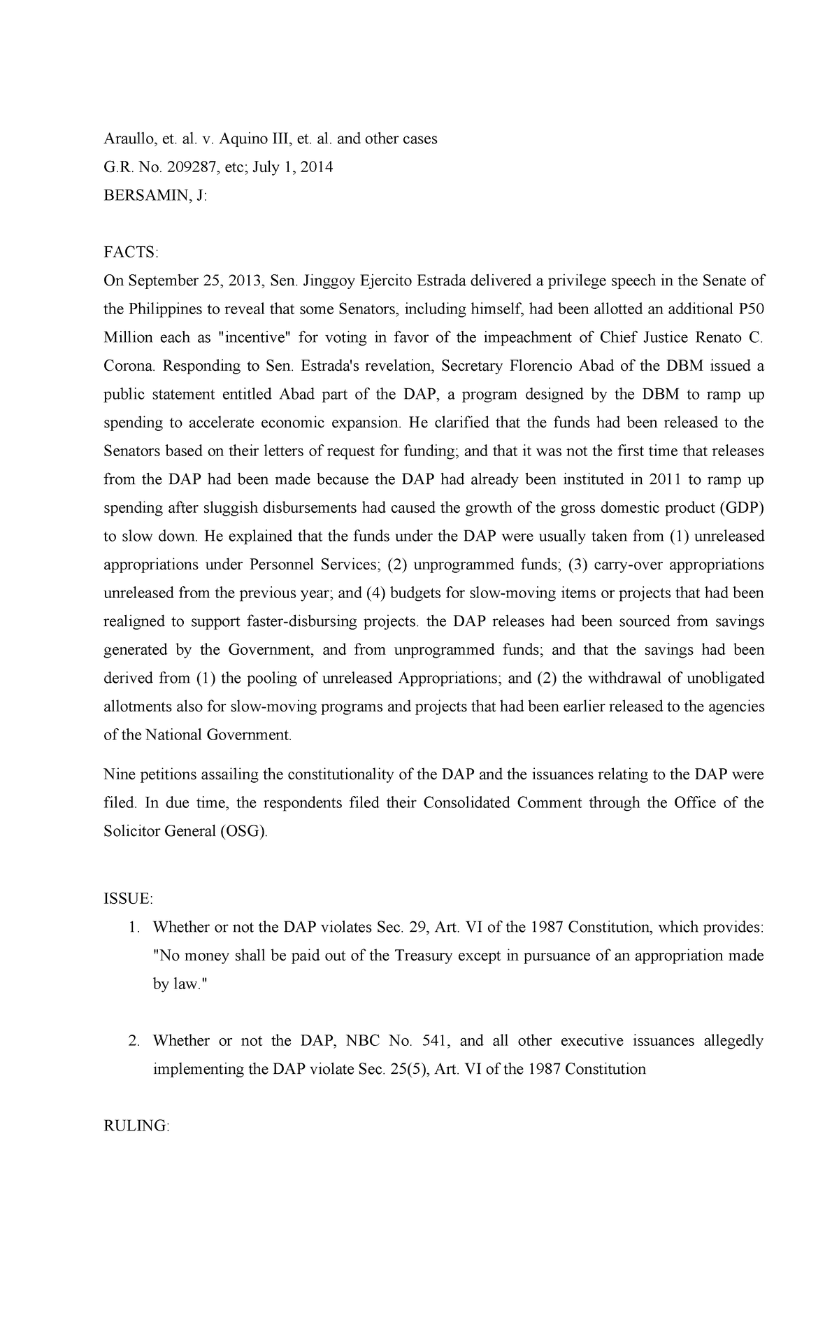 Araullo, et. al. v. Aquino III, et. al. and other cases - Araullo, et ...