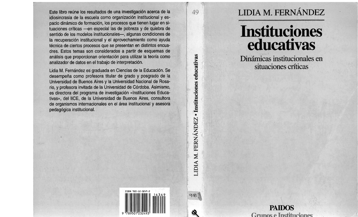 36- Instituciones Educativas - Lidia Fernandez - Este libro reúne los
