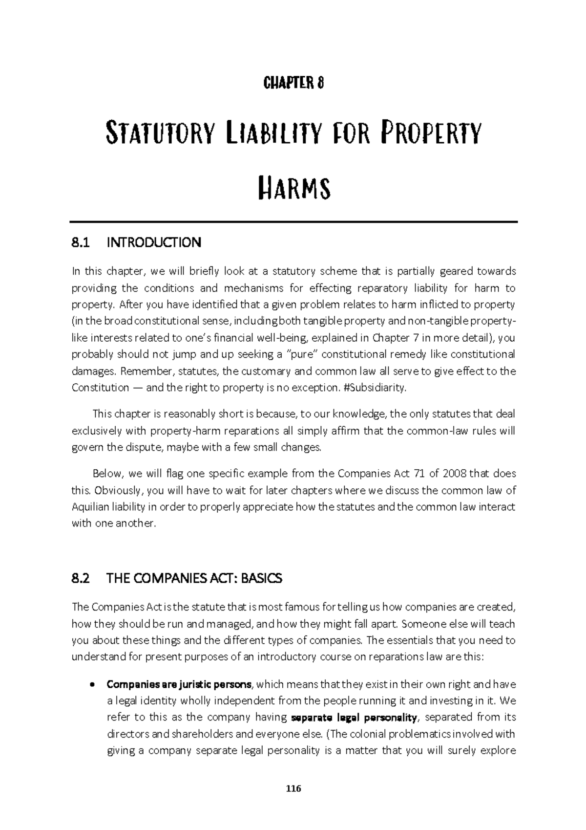 Reparations Chapter 8 - CHAPTER 8 Statutory Liability for Property ...